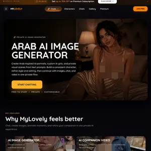 MyLovely AI Arab 网站截图
